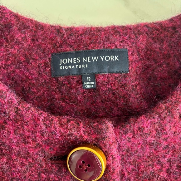 Jones New York Fuchsia Wool Blend Blazer Purple Pink Sz 12 - Picture 3 of 12